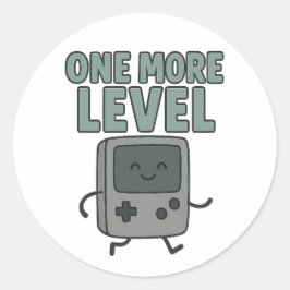 One More Level Cute Retro Gaming Console Cartoon ラウンドシール