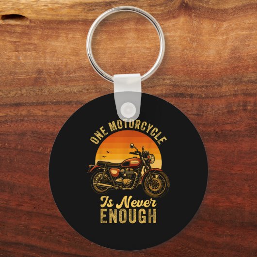 One Motorcycle Is Never Enough Retro Funny Biker  キーホルダー (正面)