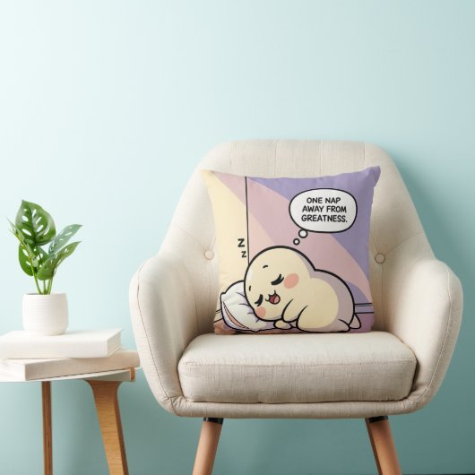 One Nap Away From Greatness Pillow-Cozy Funny Gift クッション (椅子)