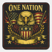 One Nation – American Unity Pride スクエアシール (正面)