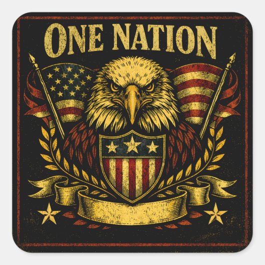 One Nation – American Unity Pride スクエアシール (正面)