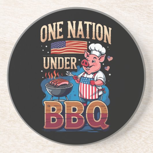 One Nation Under BBQ – Vintage Chef Grillmaster コースター (正面)