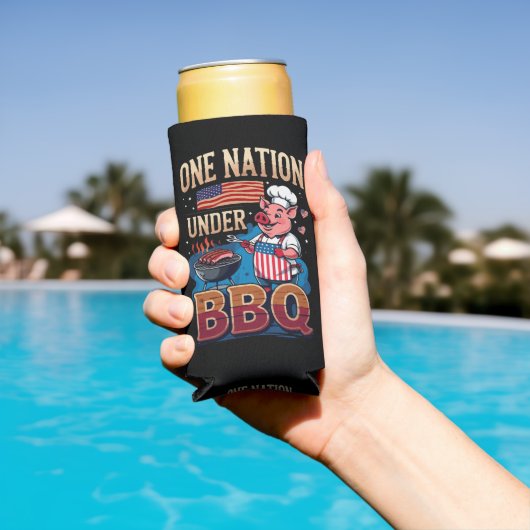 One Nation Under BBQ – Vintage Chef Grillmaster スリム缶クーラー (インサイチュ プール)