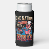 One Nation Under BBQ – Vintage Chef Grillmaster スリム缶クーラー (Seltzer正面)