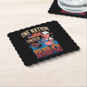 One Nation Under BBQ – Vintage Chef Grillmaster ペーパーコースター (アングル)