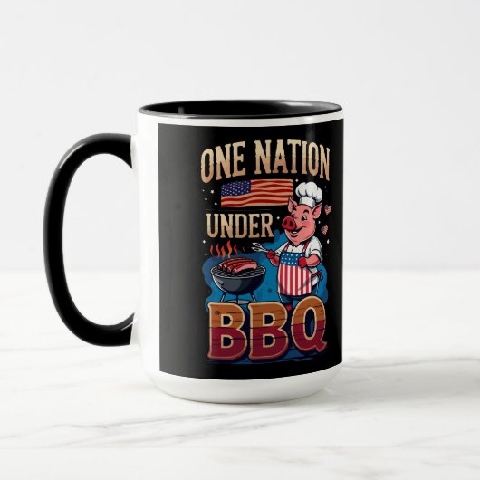 One Nation Under BBQ – Vintage Chef Grillmaster マグカップ (左)