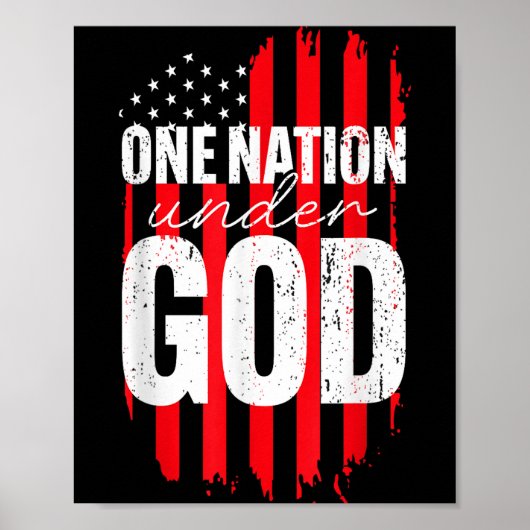 One Nation Under God American Flag Christian Jesus ポスター (正面)