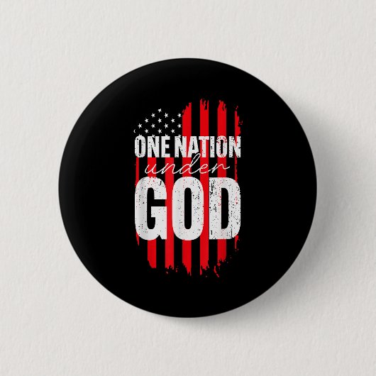 One Nation Under God American Flag Christian Jesus 缶バッジ (正面)