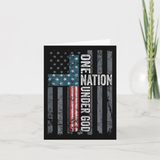 One Nation Under God - Usa Cross Flag Christian -  カード (正面)