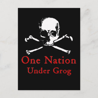 One Nation Under Grogはがき(白スカル) ポストカード