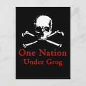 One Nation Under Grogはがき(白スカル) ポストカード (正面)