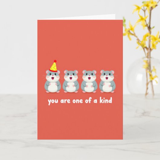 One Of A Kind Birthday Hamster Card カード (黄色い花)