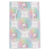 One of a Kind Pastel Unicorn Birthday Party Bag ミディアムペーパーバッグ (正面)
