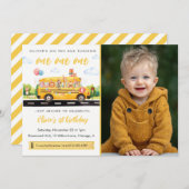 One One One School Bus 1st Birthday Invitation 招待状 (正面/裏面)