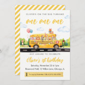 One one one School Bus 1st Birthday Invitation 招待状 (正面/裏面)