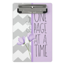 One Page at a Time – Motivational Lavender Floral ミニクリップボード