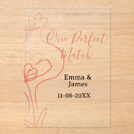 One Perfect match terracotta wedding couple name f アクリル招待状