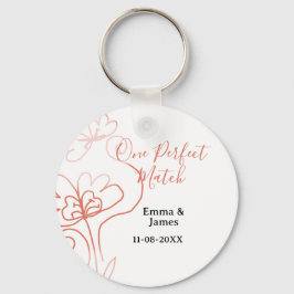 One Perfect match terracotta wedding couple name f キーホルダー