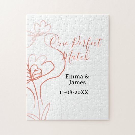 One Perfect match terracotta wedding couple name f ジグソーパズル (縦)