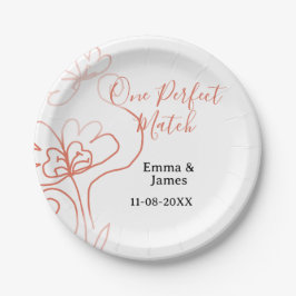 One Perfect match terracotta wedding couple name f ペーパープレート