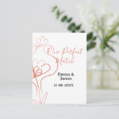 One Perfect match terracotta wedding couple name f ポストカード (スタンド正面)