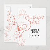 One Perfect match terracotta wedding couple name f ポストカード (正面/裏面)