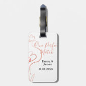 One Perfect match terracotta wedding couple name f ラゲッジタグ (裏面縦)