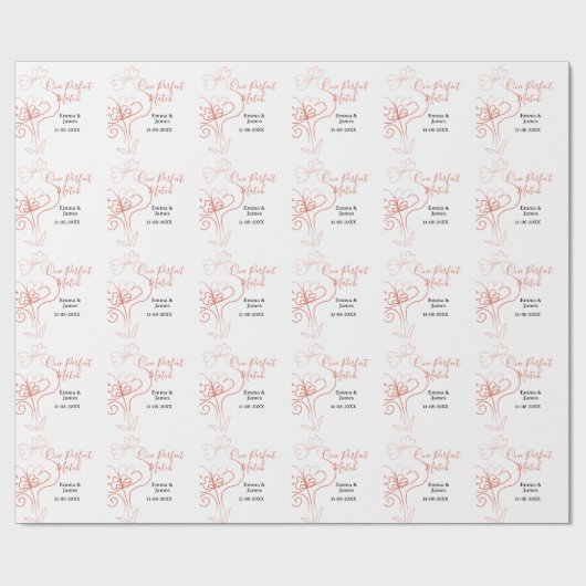 One Perfect match terracotta wedding couple name f ラッピングペーパー (フラット)