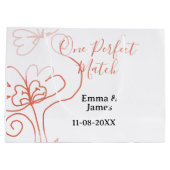One Perfect match terracotta wedding couple name f ラージペーパーバッグ (裏面)