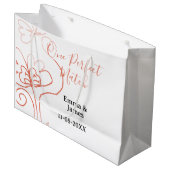 One Perfect match terracotta wedding couple name f ラージペーパーバッグ (正面アングル)
