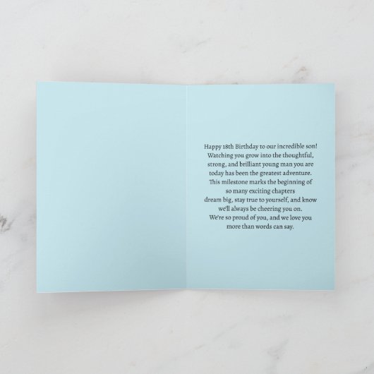 One Photo 18th Birthday Card For Son カード (内部)
