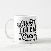 One Photo Best Cat Dad Ever Pet Paw Prints コーヒーマグカップ (左)
