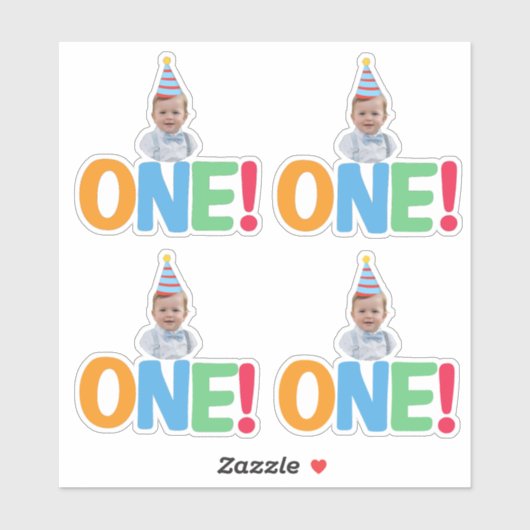  One Photo birthday Cupcake Topper シール (シート)