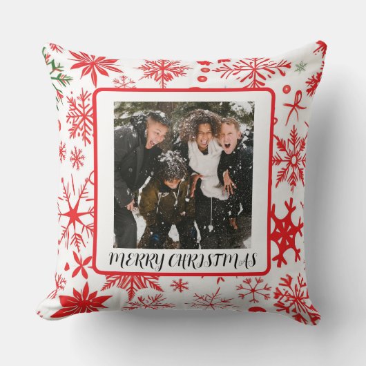 One Photo Custom Holiday Snowflake  クッション (正面)