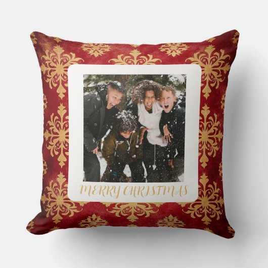 One Photo Custom Holiday Snowflake  クッション (正面)