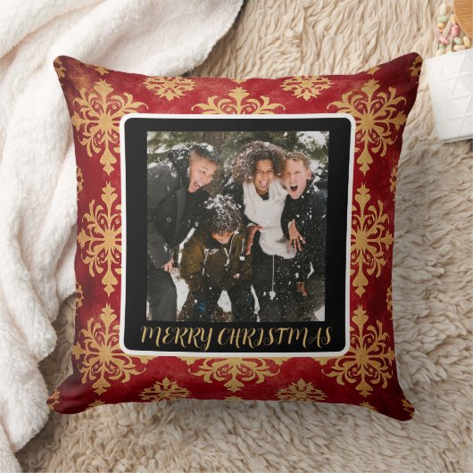 One Photo Custom Holiday Snowflake クッション (ブランケット)