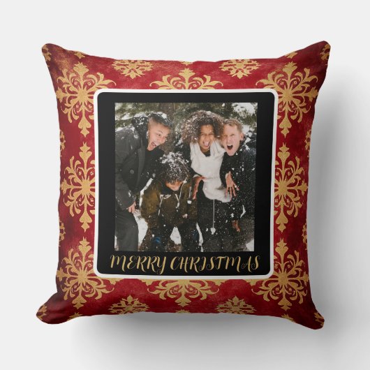 One Photo Custom Holiday Snowflake  クッション (正面)