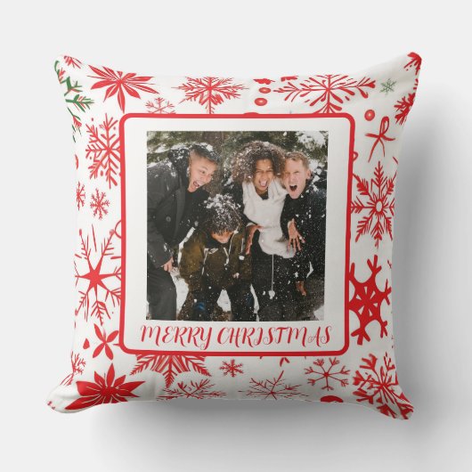 One Photo Custom Holiday Snowflake  クッション (正面)