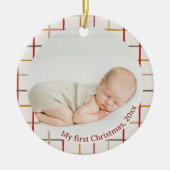 One Photo Modern Colorful My First Christmas セラミックオーナメント (正面)