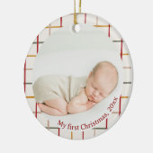One Photo Modern Colorful My First Christmas セラミックオーナメント (左)