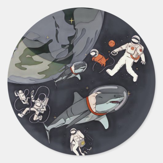 One Planet One Chance - Earth Day(Cartoon Texture) ラウンドシール (正面)