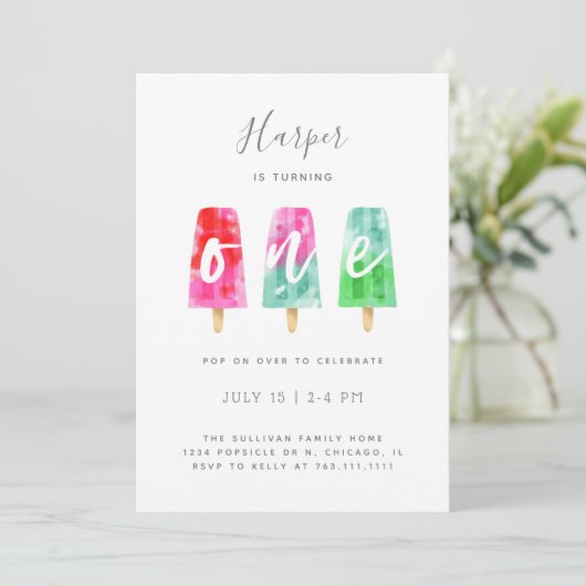 ONE Popsicle First Birthday Party 招待状 (スタンド正面)