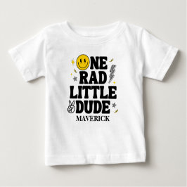 One Rad Little Dude Boy's Retro 1st Birthday  ベビーTシャツ