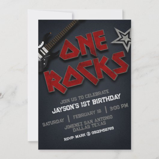 One Rocks - 1st 誕生日 招待状 (正面)