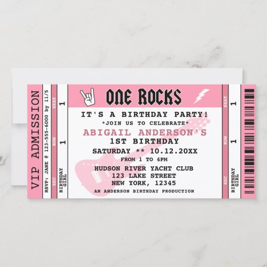 ONE ROCKS CONCERT TICKET 1ST BIRTHDAY INVITATION シーズンカード (正面)