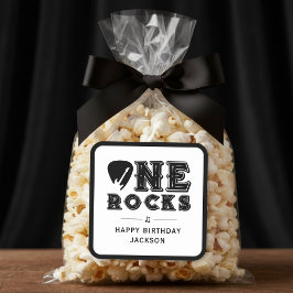 One Rocks Guitar Pick 1st Birthday Party スクエアシール