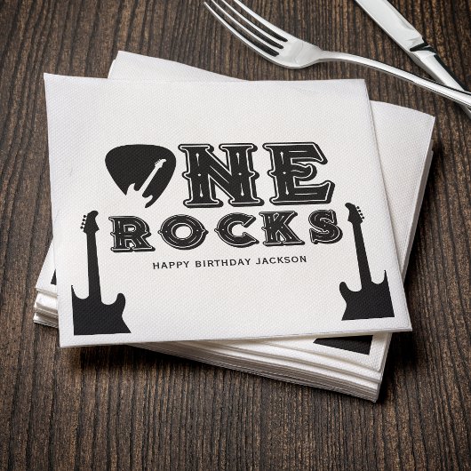 One Rocks Guitar Pick 1st Birthday Party スタンダードカクテルナプキン