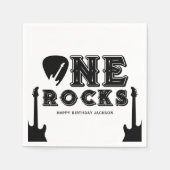 One Rocks Guitar Pick 1st Birthday Party スタンダードカクテルナプキン (正面)