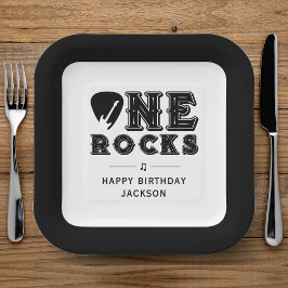 One Rocks Guitar Pick 1st Birthday Party ペーパープレート