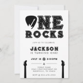 One Rocks Guitar Pick 1st Birthday Party 招待状 (正面)